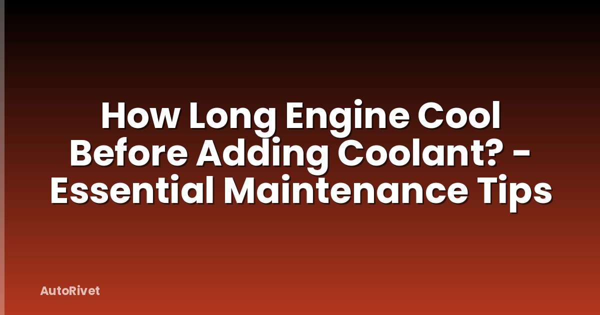 How Long Engine Cool Before Adding Coolant? - Essential Maintenance Tips