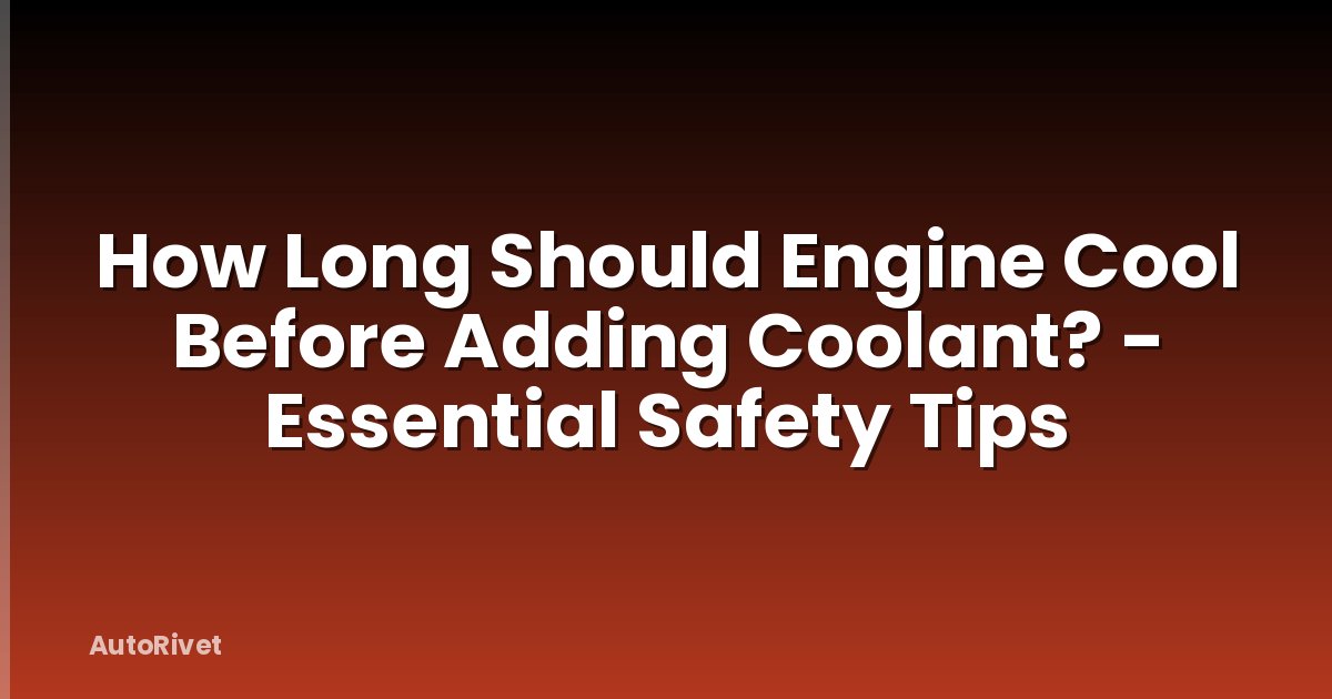 How Long Should Engine Cool Before Adding Coolant? - Essential Safety Tips