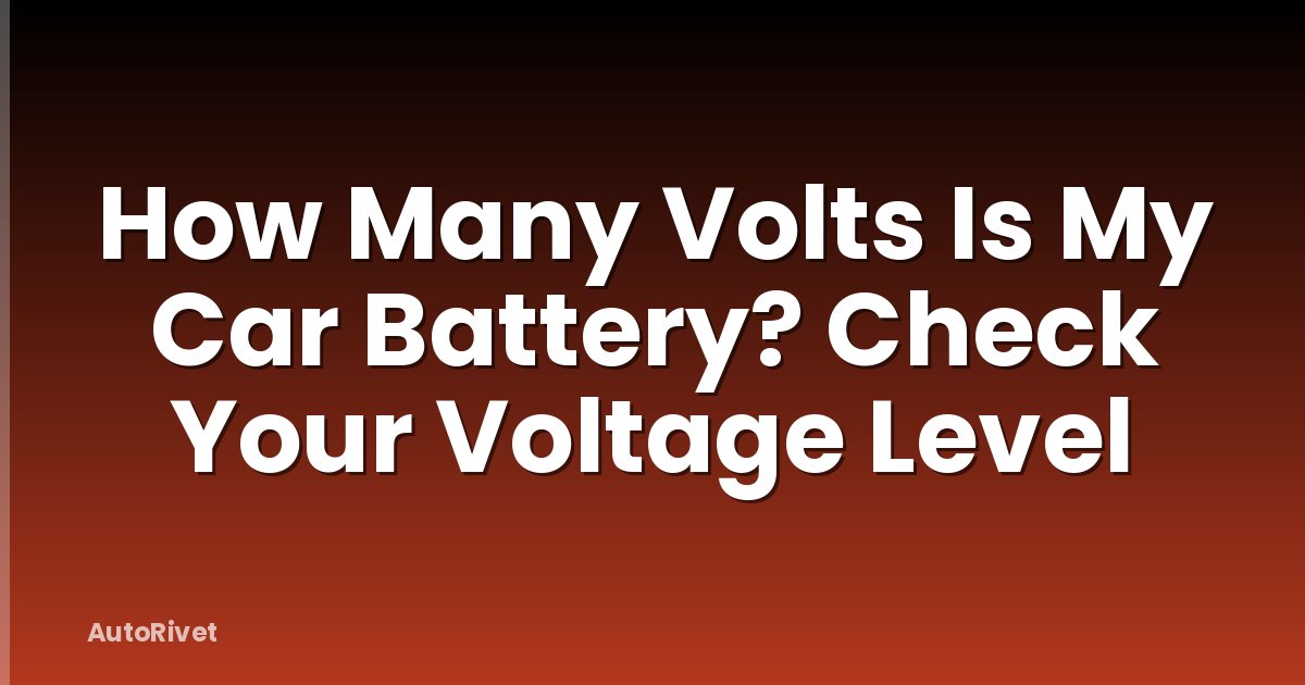 How Many Volts Is My Car Battery? Check Your Voltage Level
