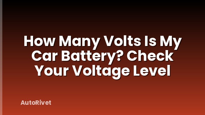 How Many Volts Is My Car Battery? Check Your Voltage Level