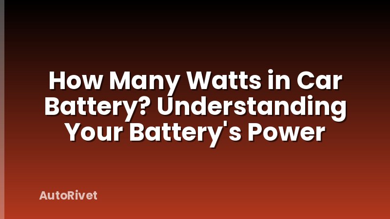 How Many Watts in Car Battery? Understanding Your Battery's Power