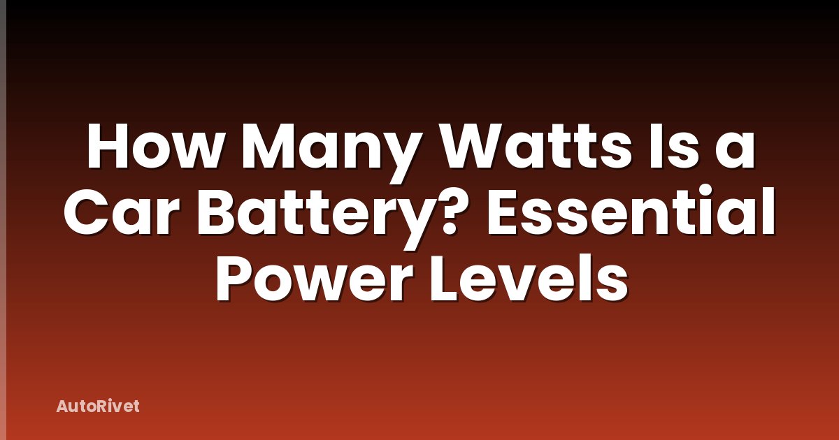 How Many Watts Is a Car Battery? Essential Power Levels