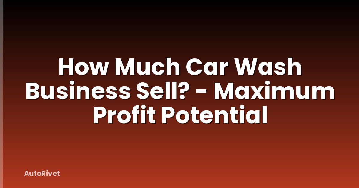 How Much Car Wash Business Sell? - Maximum Profit Potential