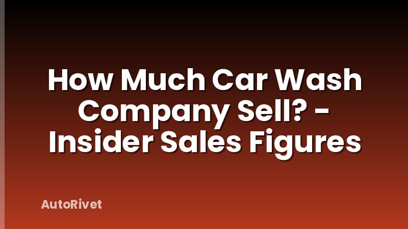 How Much Car Wash Company Sell? - Insider Sales Figures