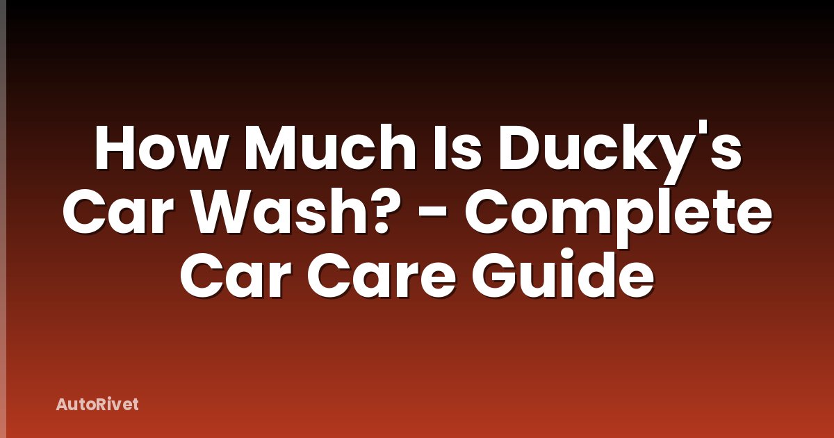 How Much Is Ducky's Car Wash? - Complete Car Care Guide