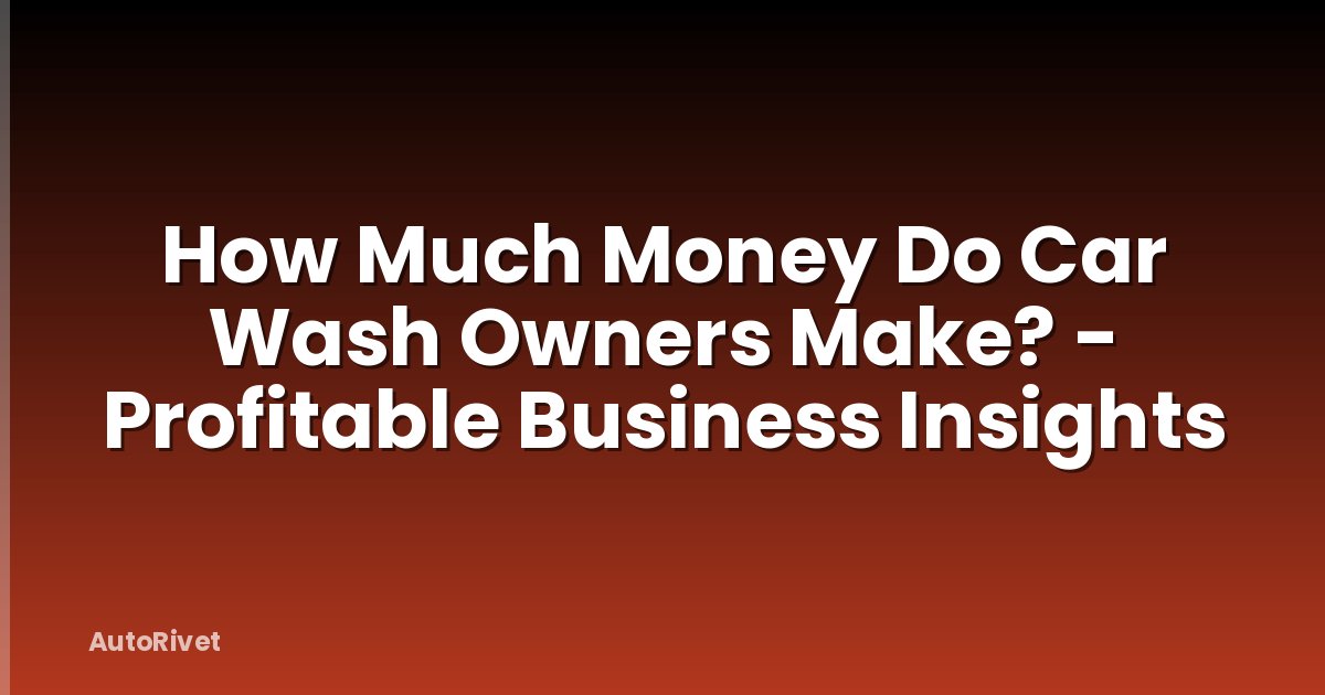 How Much Money Do Car Wash Owners Make? - Profitable Business Insights