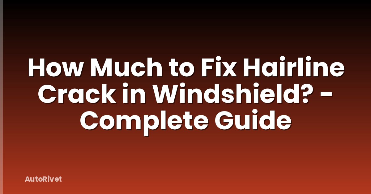 How Much to Fix Hairline Crack in Windshield? - Complete Guide