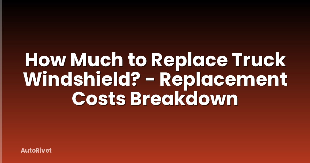 How Much to Replace Truck Windshield? - Replacement Costs Breakdown