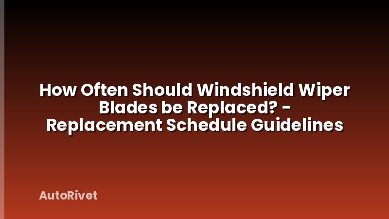 How Often Should Windshield Wiper Blades be Replaced? - Replacement Schedule Guidelines