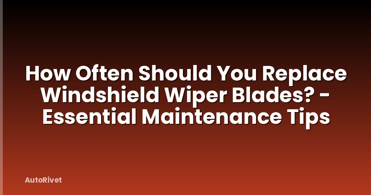 How Often Should You Replace Windshield Wiper Blades? - Essential Maintenance Tips