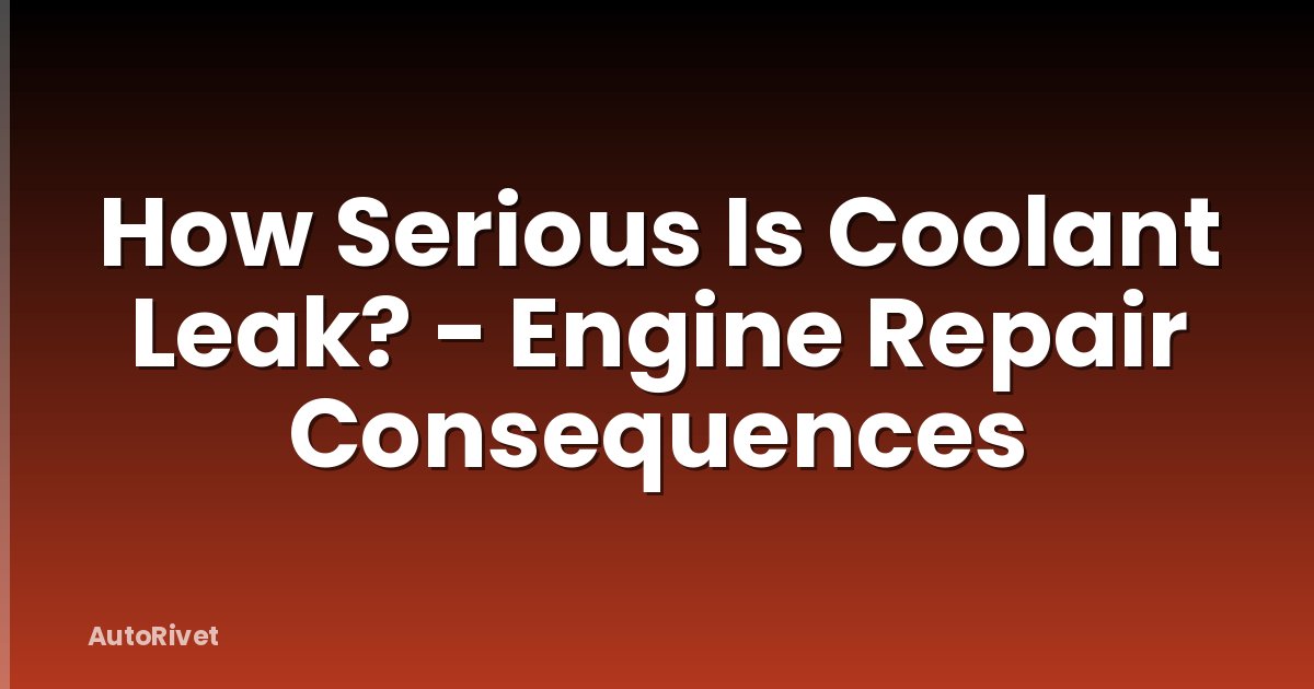 How Serious Is Coolant Leak? - Engine Repair Consequences