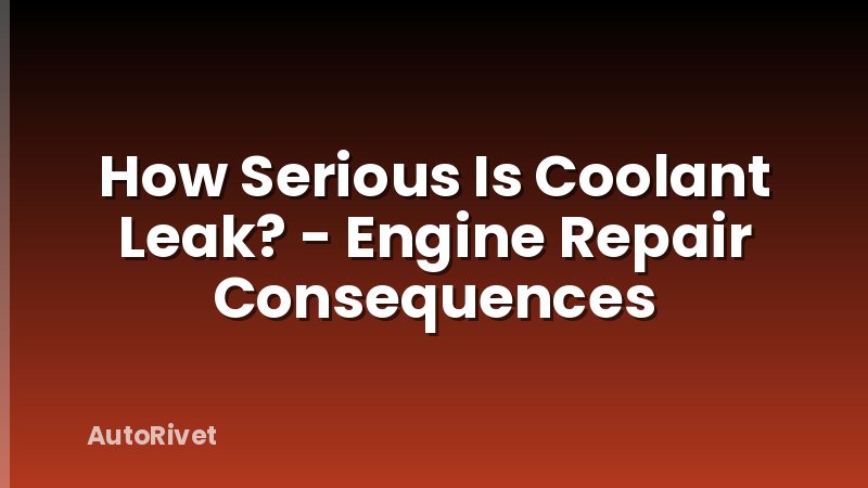 How Serious Is Coolant Leak? - Engine Repair Consequences