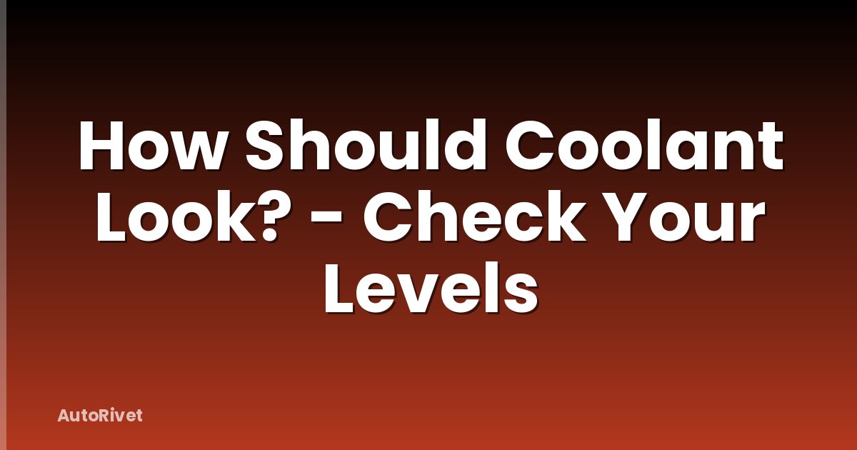 How Should Coolant Look? - Check Your Levels