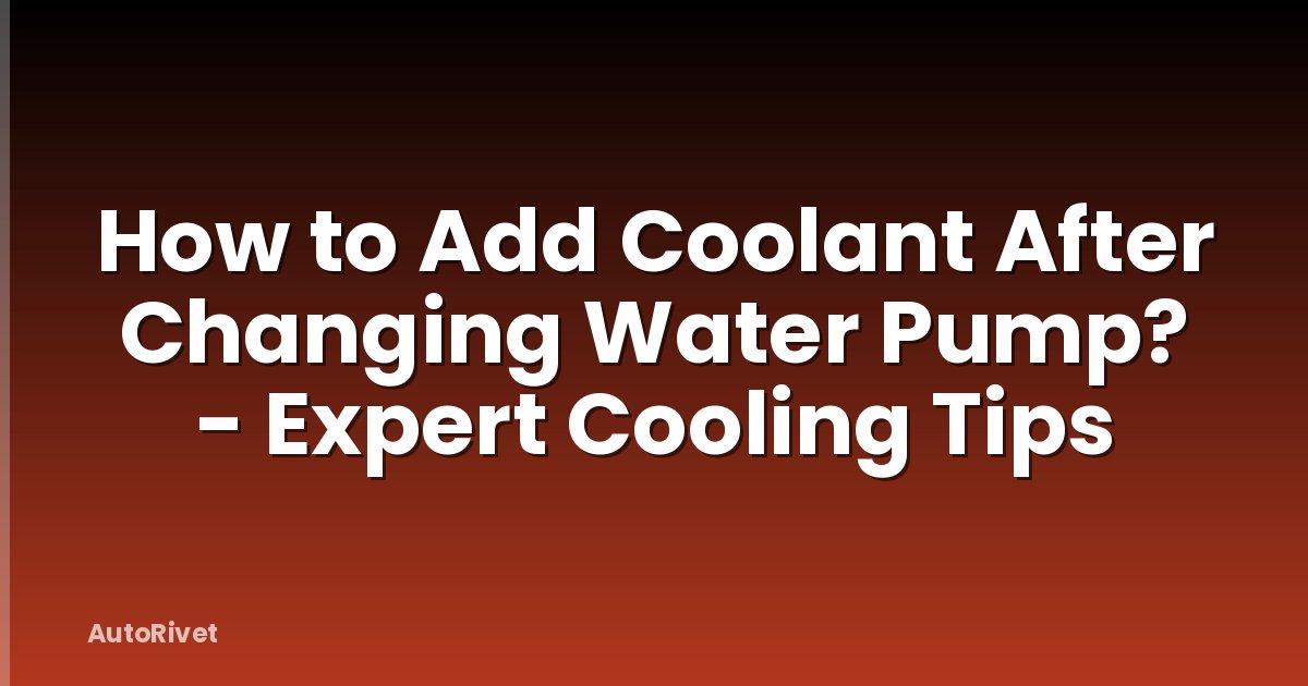 How to Add Coolant After Changing Water Pump? - Expert Cooling Tips