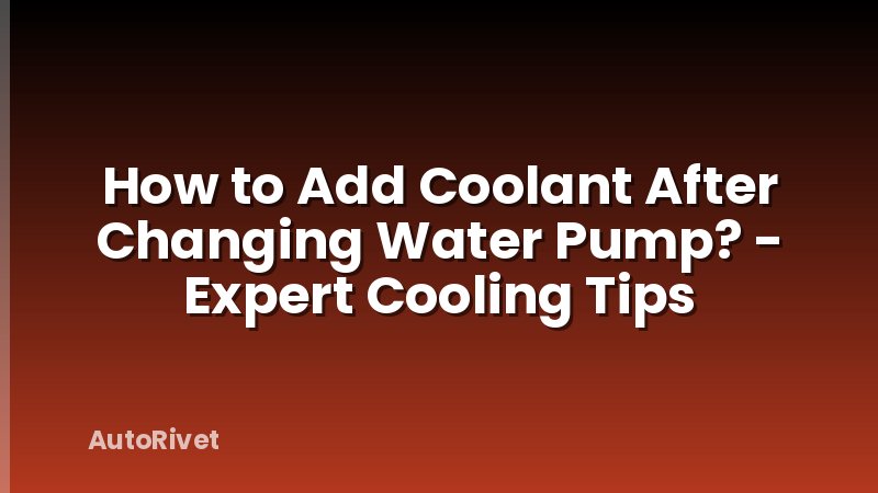 How to Add Coolant After Changing Water Pump? - Expert Cooling Tips