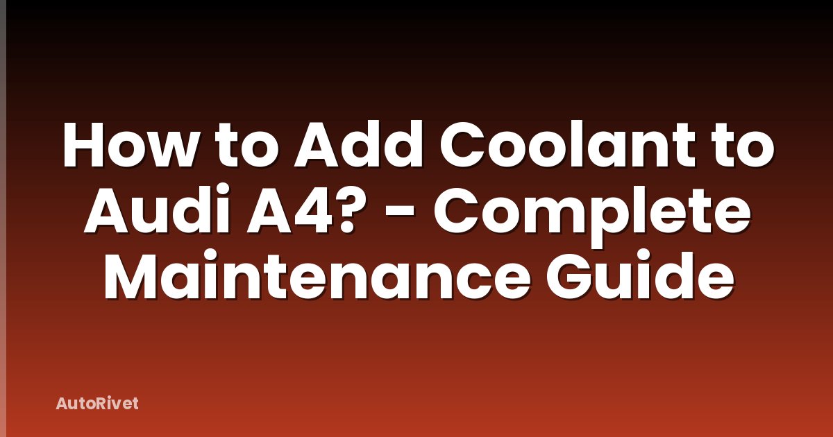 How to Add Coolant to Audi A4? - Complete Maintenance Guide