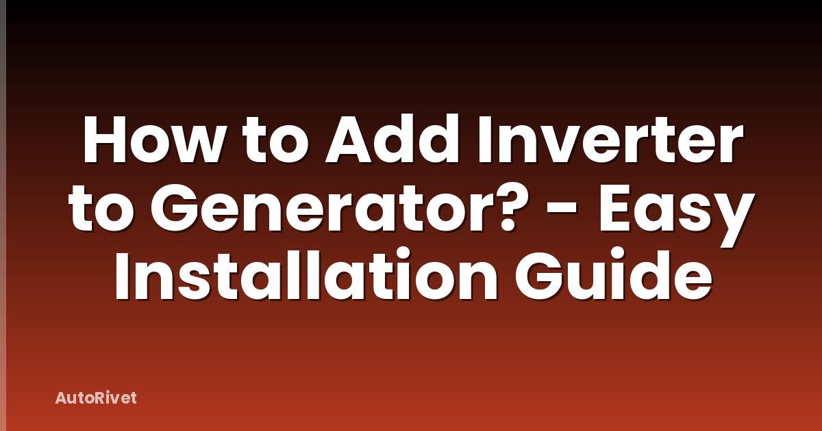 How to Add Inverter to Generator? - Easy Installation Guide