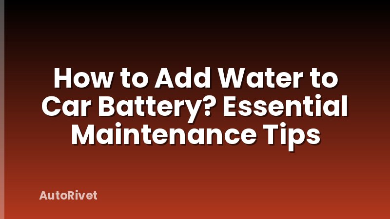 How to Add Water to Car Battery? Essential Maintenance Tips
