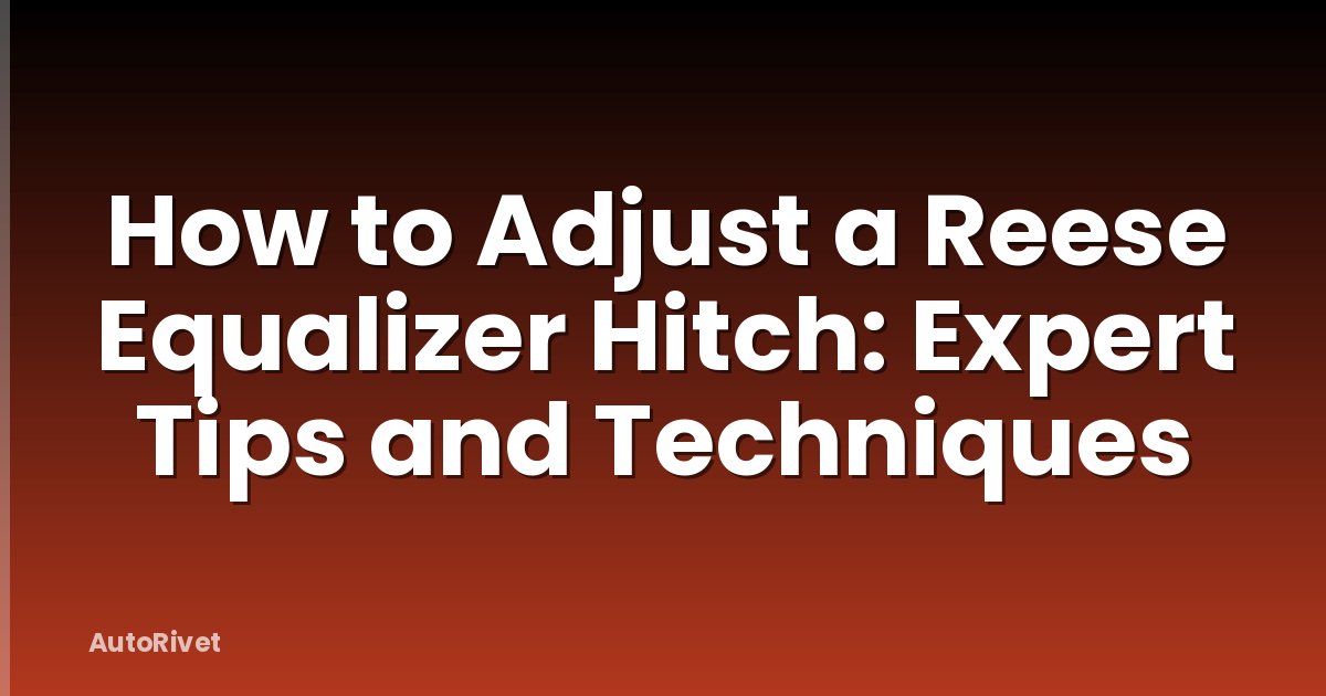 How to Adjust a Reese Equalizer Hitch: Expert Tips and Techniques