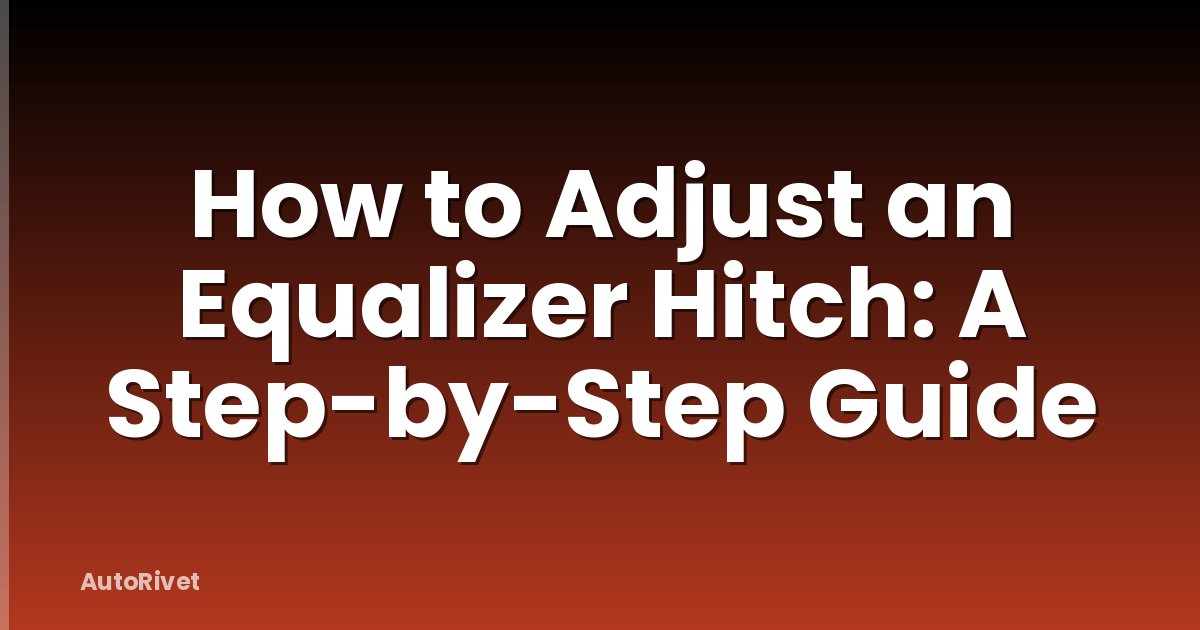 How to Adjust an Equalizer Hitch: A Step-by-Step Guide
