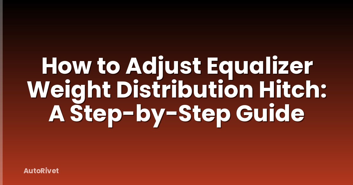 How to Adjust Equalizer Weight Distribution Hitch: A Step-by-Step Guide