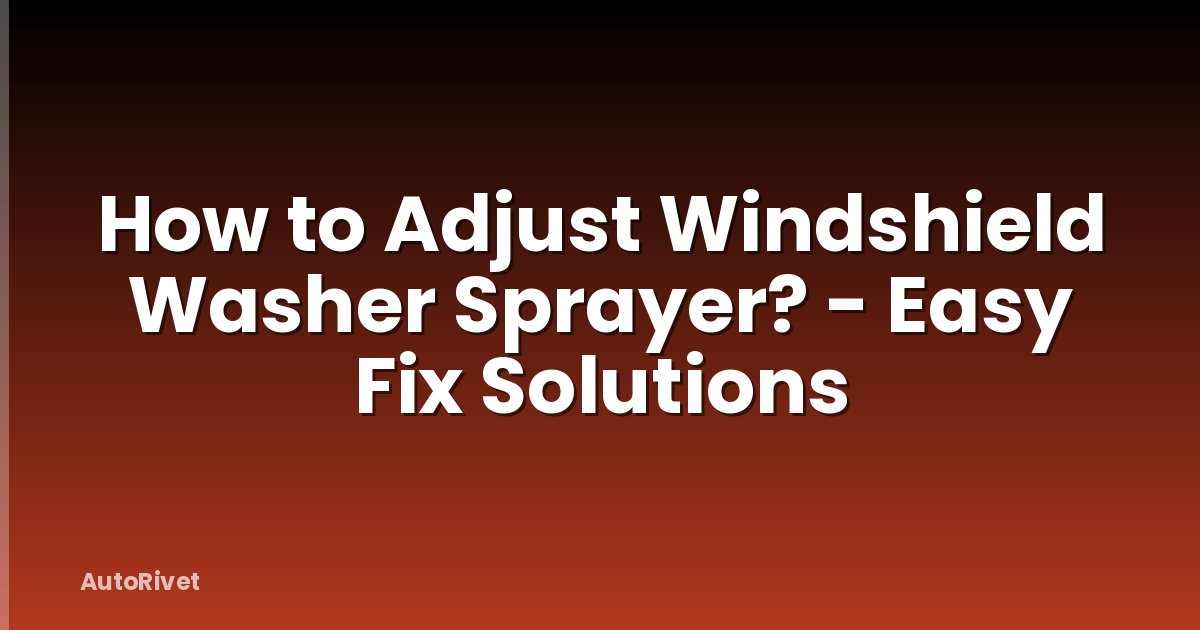 How to Adjust Windshield Washer Sprayer? - Easy Fix Solutions