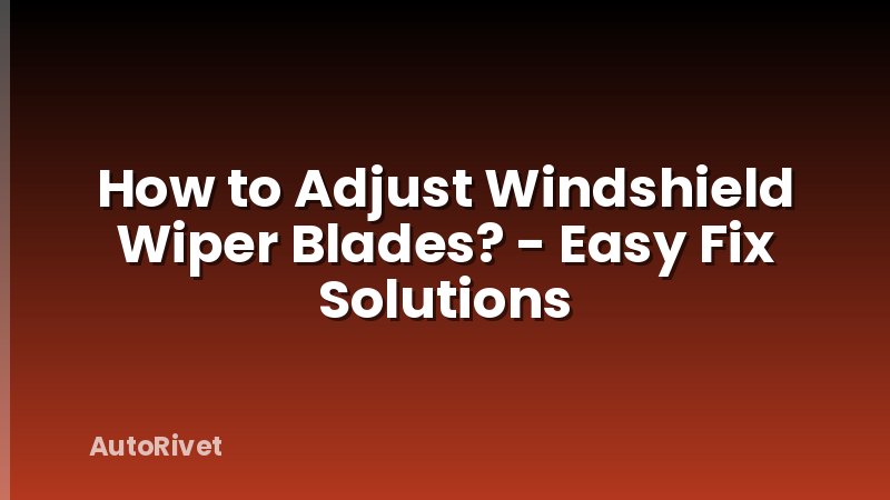 How to Adjust Windshield Wiper Blades? - Easy Fix Solutions