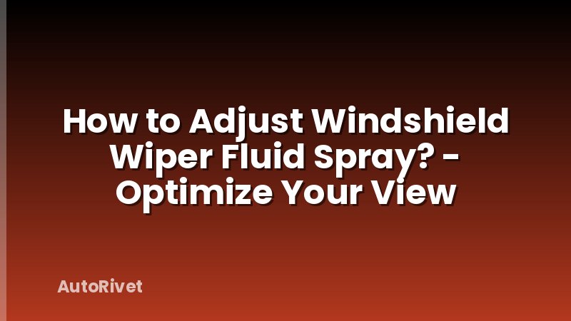 How to Adjust Windshield Wiper Fluid Spray? - Optimize Your View