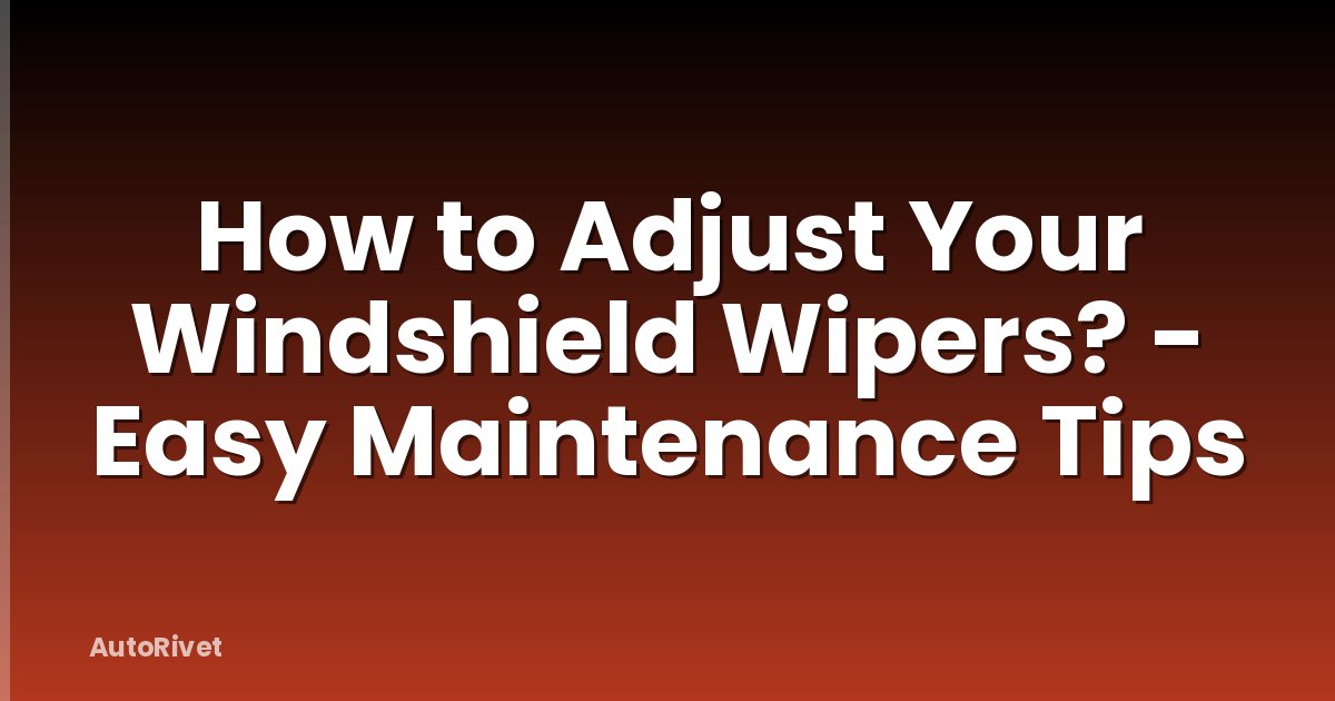How to Adjust Your Windshield Wipers? - Easy Maintenance Tips