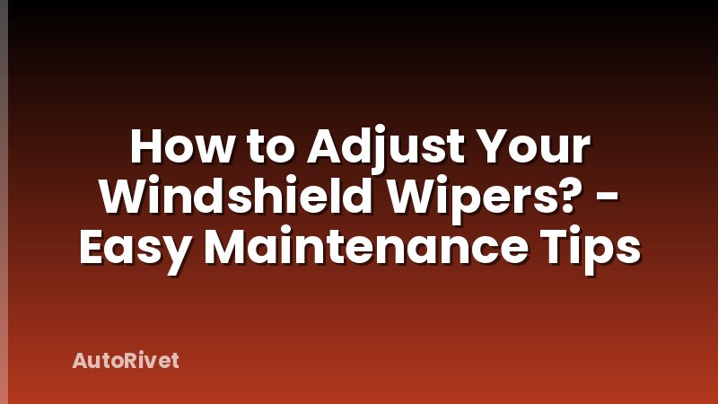 How to Adjust Your Windshield Wipers? - Easy Maintenance Tips
