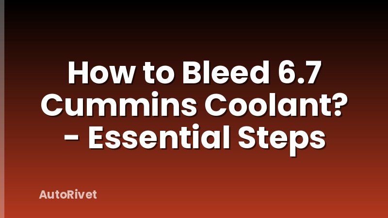 How to Bleed 6.7 Cummins Coolant? - Essential Steps