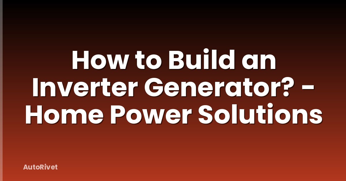 How to Build an Inverter Generator? - Home Power Solutions