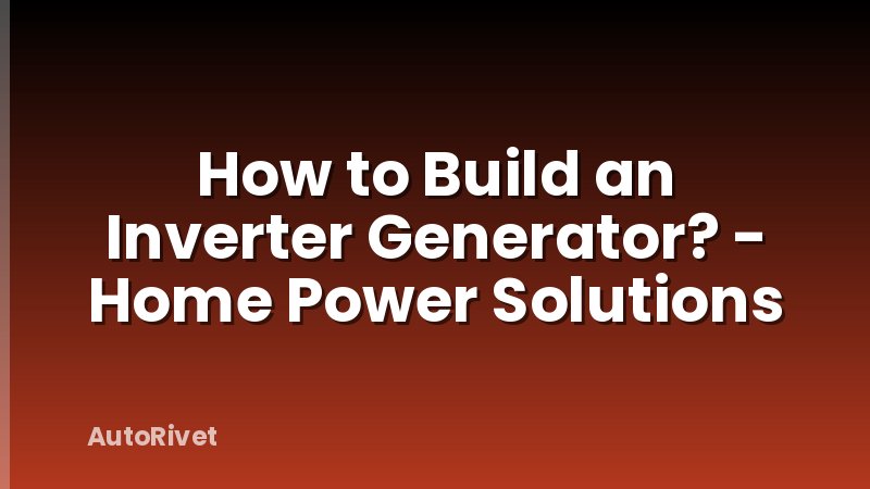 How to Build an Inverter Generator? - Home Power Solutions