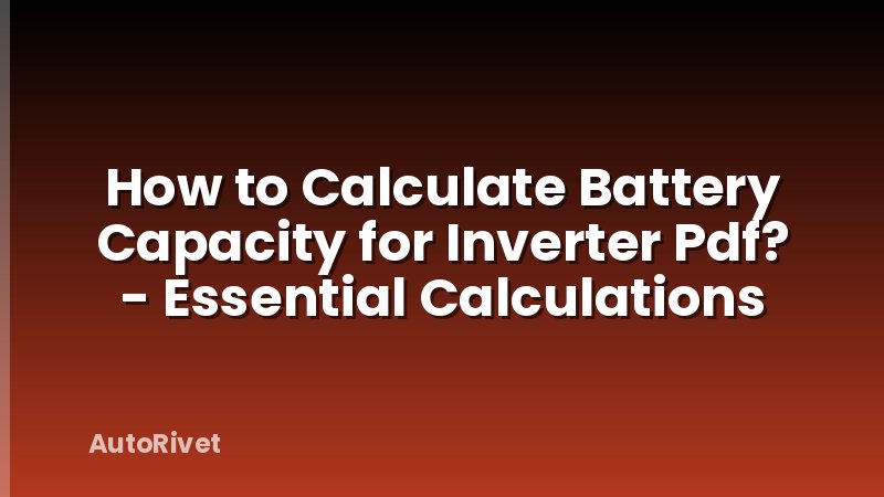How to Calculate Battery Capacity for Inverter Pdf? - Essential Calculations