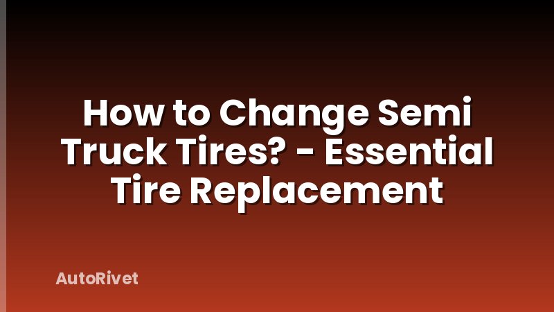 How to Change Semi Truck Tires? - Essential Tire Replacement