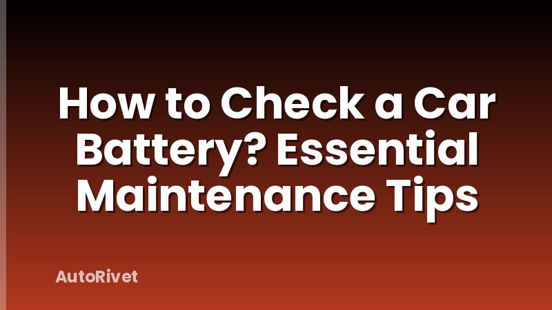 How to Check a Car Battery? Essential Maintenance Tips