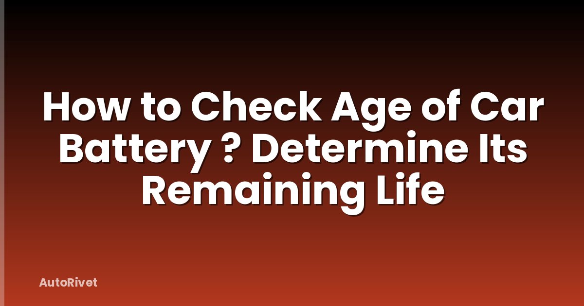 How to Check Age of Car Battery ? Determine Its Remaining Life