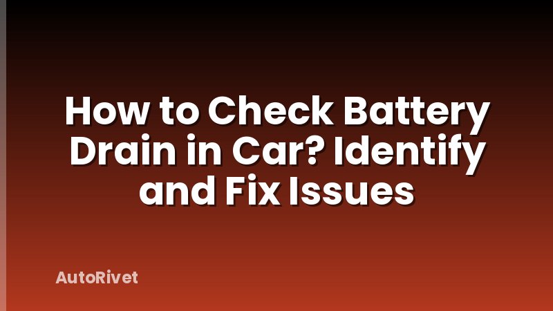 How to Check Battery Drain in Car? Identify and Fix Issues