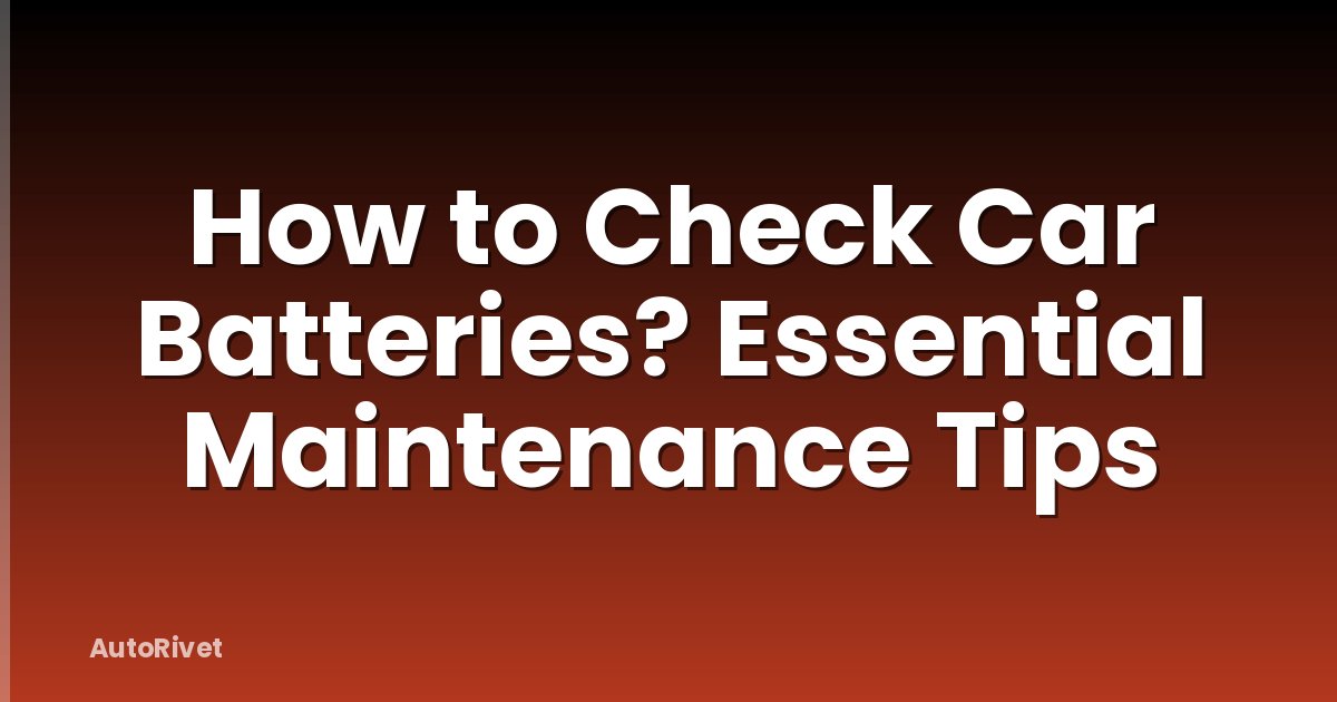 How to Check Car Batteries? Essential Maintenance Tips