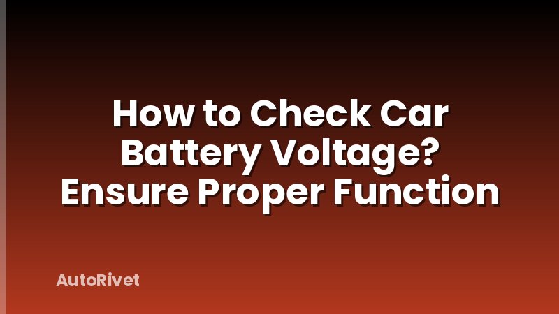 How to Check Car Battery Voltage? Ensure Proper Function