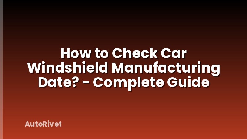 How to Check Car Windshield Manufacturing Date? - Complete Guide