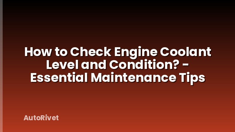 How to Check Engine Coolant Level and Condition? - Essential Maintenance Tips