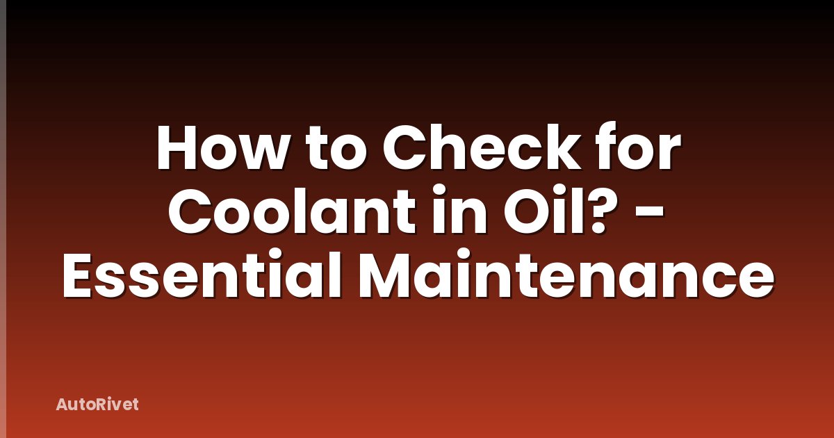 How to Check for Coolant in Oil? - Essential Maintenance