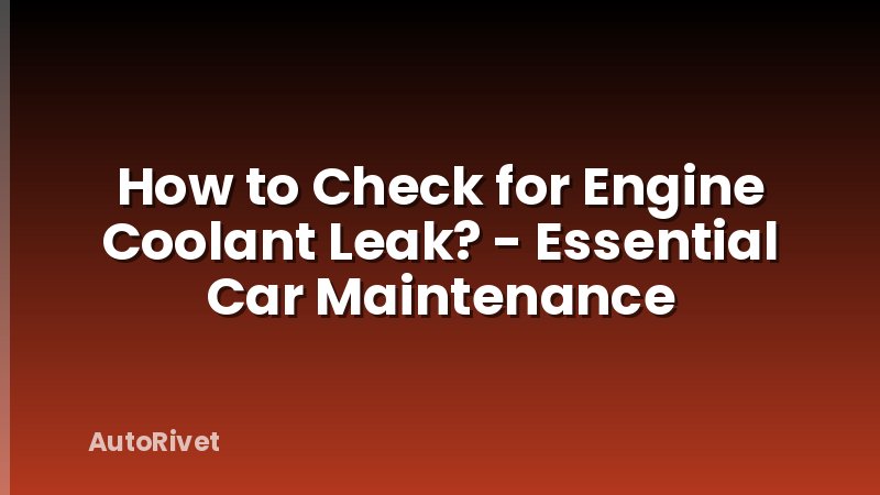 How to Check for Engine Coolant Leak? - Essential Car Maintenance