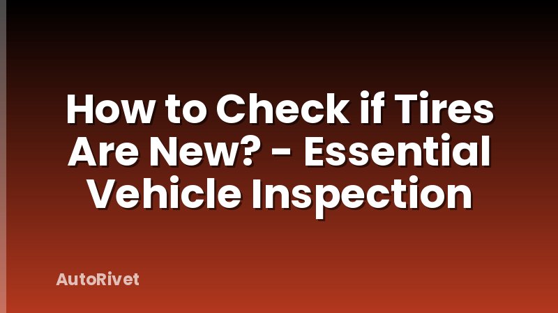 How to Check if Tires Are New? - Essential Vehicle Inspection