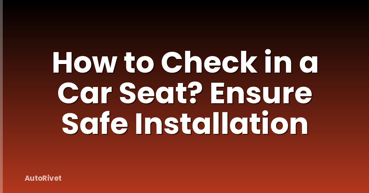How to Check in a Car Seat? Ensure Safe Installation