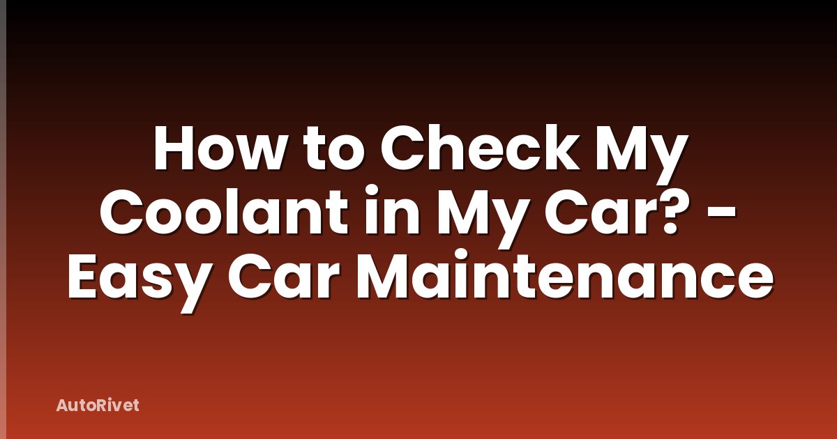 How to Check My Coolant in My Car? - Easy Car Maintenance