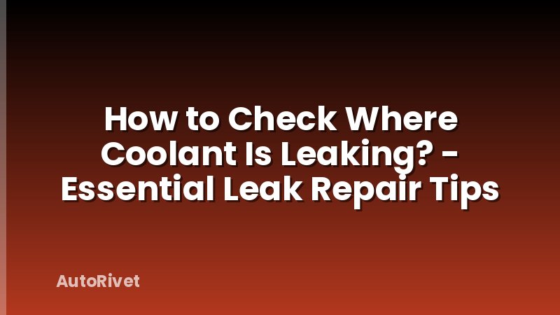 How to Check Where Coolant Is Leaking? - Essential Leak Repair Tips