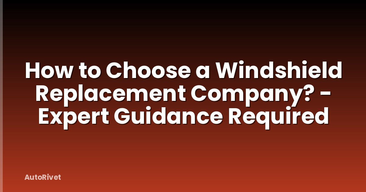How to Choose a Windshield Replacement Company? - Expert Guidance Required