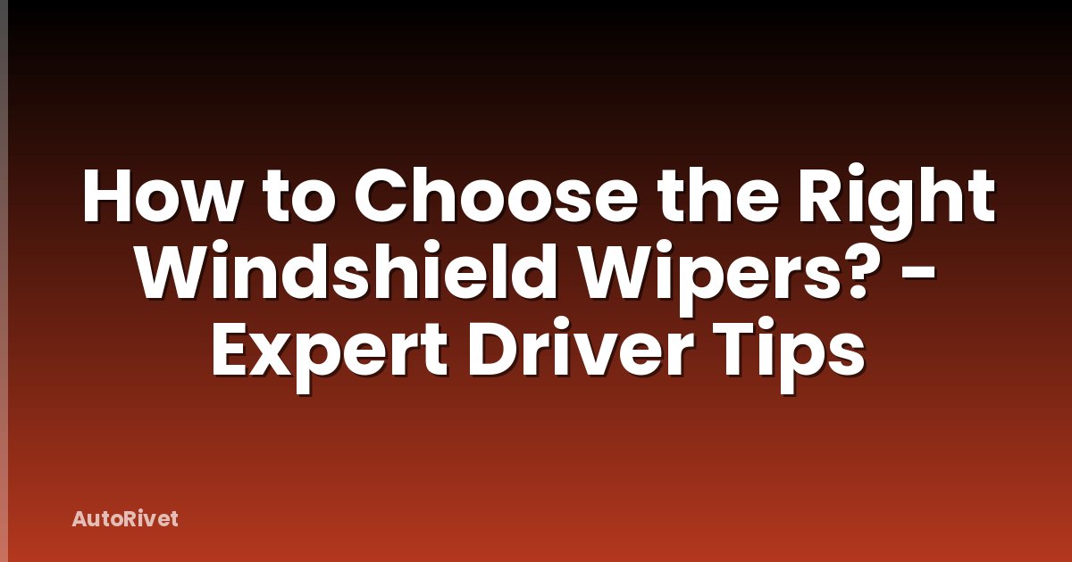 How to Choose the Right Windshield Wipers? - Expert Driver Tips